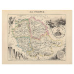 1858 Map of Tarn Department, France Full Color Flyer