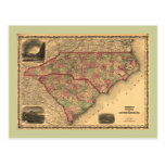1861 North Carolina and South Carolina Map Postcards