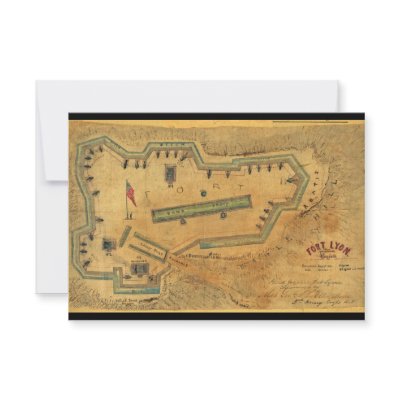 1862 Civil War Map Fort Lyon Alexandria Virginia Announcement by wallarts