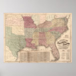 1862 Map of Southern States of America Posters