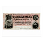 1864 Confederate Five Hundred Dollar Note Post Card