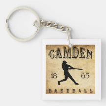 1865 Camden New Jersey Baseball Square Acrylic Key Chain