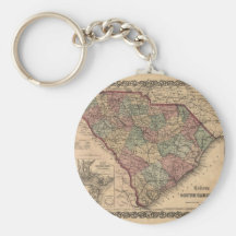 1865 South Carolina Map Keychains