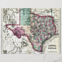 1866 Antiquarian Map of Texas by Schönberg & Co. Personalised Flyer