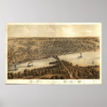 1867 Peoria, IL Birds Eye View Panoramic Map posters