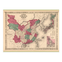 1868 Map - Johnson's China and Japan Postcards