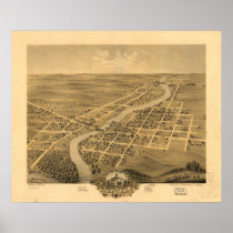 1869 Anoka, MN Birds Eye View Panoramic Map Poster