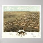 1869 Young America IL Birds Eye View Panoramic Map Poster