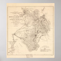 1870's Map Sources of Snake River Wyoming Idaho Posters