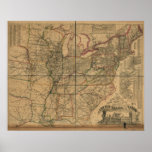 1871 Railroads and Distance Map of U.S. & Canada Poster