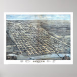 1873 Austin, TX Bird's Eye View Panoramic Map Print