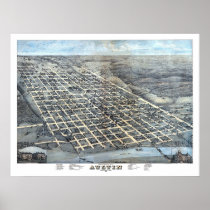 1873 Austin, TX Bird's Eye View Panoramic Map Print
