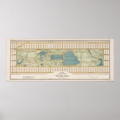 1875 Map of Central Park Poster by ZephyrusBooks