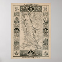 1876 Map of California Print