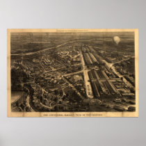 1876 Philadelphia, PA BALLOON View Panoramic Map Posters