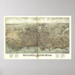 1877 Fall River, MA Birds Eye View Panoramic Map Posters