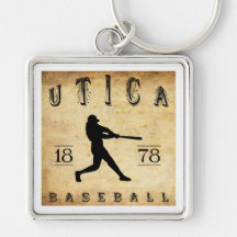 1878 Utica New York Baseball Key Chain