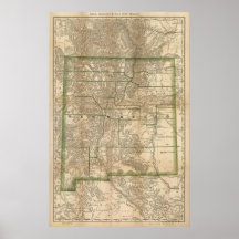 1879 Antique Rail Map of New Mexico Posters