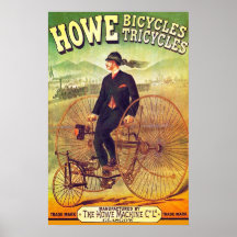 1880 Howe Bicycles & Tricycles Posters