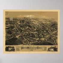1880 South Manchester CT Birds Eye Panoramic Map Posters