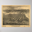 1880's San Diego CA Birds Eye View Panoramic Map posters