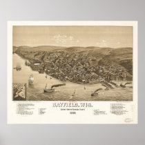 1886 Bayfield, WI Birds Eye View Panoramic Map Posters
