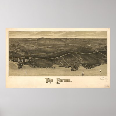 1886 Beverly Farms MA Birds Eye View Panoramic Map Posters by PaperTimeMachine
