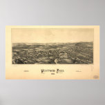 1886 Westford, MA Birds Eye View Panoramic Map Print