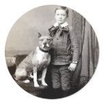 1890 Boy and his American Staffordshire Terrier Stickers