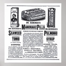 1890 medicines newspaper ad poster