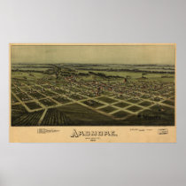 1891 Ardmore, OK Birds Eye Panoramic Map Print