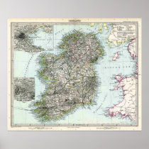 1891 Map of Ireland Poster