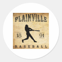 1891 Plainville Connecticut Baseball Round Stickers