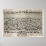 1892 Holbrook, MA Birds Eye View Panoramic Map Posters