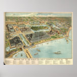 1893 Chicago, IL Birds Eye View Panoramic Map Posters