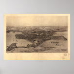 1894 Winthrop, MA Birds Eye View Panoramic Map Print