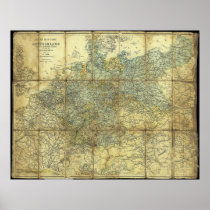 1896 German Travelers' Map Print