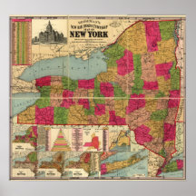 1896 Map of New York's Railroads and Townships Posters