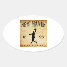 1896 New Haven Connecticut Basketball Oval Sticker