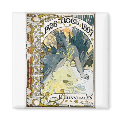 1896 NOEL 1897 Alphonse Maria Mucha Fridge Magnets by ArtNouveauDaz