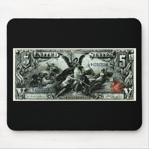 1896 US Five Dollar silver Certificate Mouse Pad