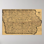 1897 Antique Map of Iowa Rail Delivery Routes posters