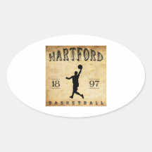 1897 Hartford Connecticut Basketball Oval Stickers