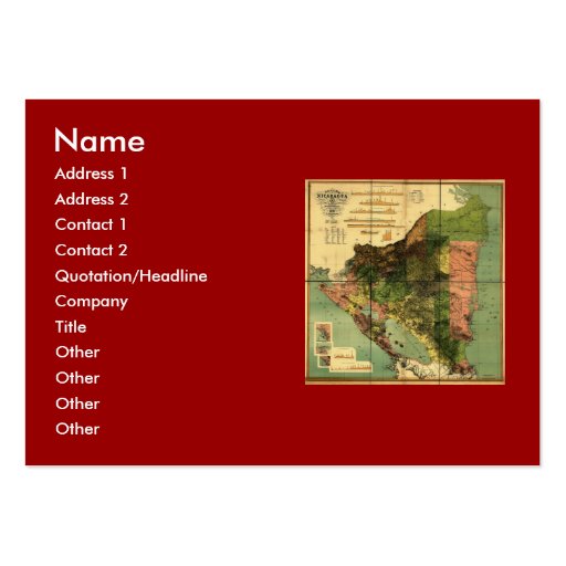 1898 Official Map of Nicaragua Business Card Template