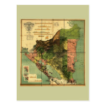 1898 Official Map of Nicaragua Postcard
