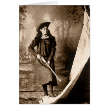 1898 Photo of Miss Annie Oakley Holding a Rifle Card