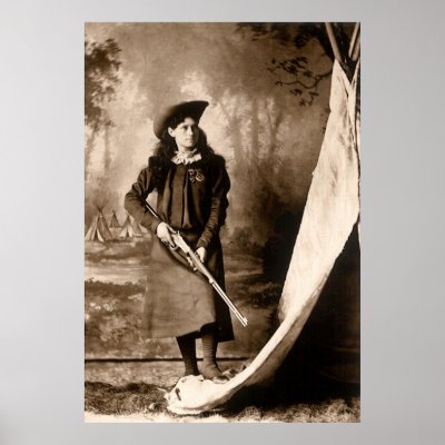 1898 Photo of Miss Annie Oakley Holding a Rifle Poster by YesterdayCafe
