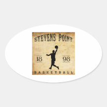 1898 Stevens Point Wisconsin Basketball Oval Stickers