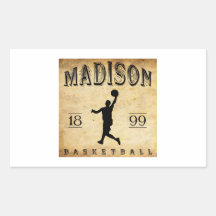 1899 Madison Wisconsin Basketball Rectangle Stickers