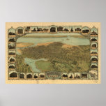 1899 Oakland CA Birds Eye View Panoramic Map Poster